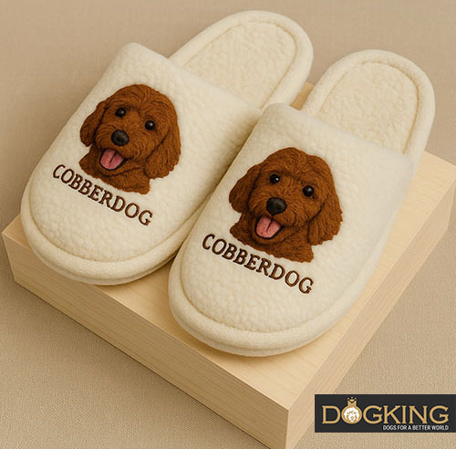 Comfortable slippers with dog design.