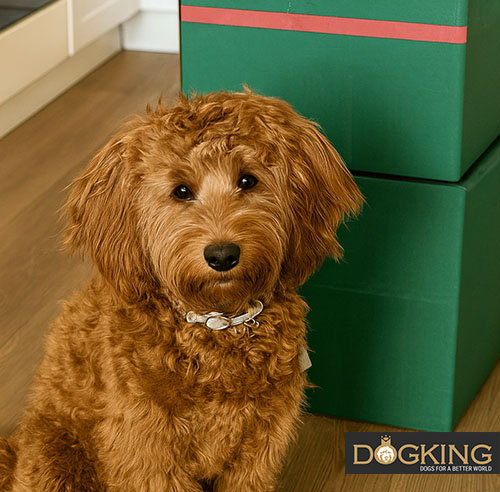 Surprise box with snacks and toys for dog.